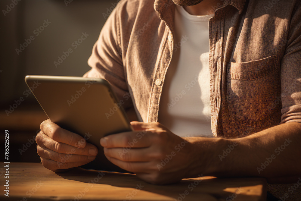 Poster generated with ai close up picture of man fingers typing on a laptop keyboard