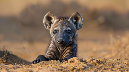 Curous Hyena Pup at Kruger National Park South Africa - obrazy, fototapety, plakaty
