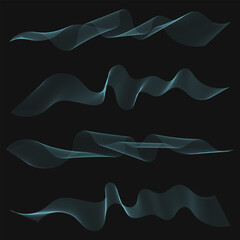 Set of smooth flowing wave lines suitable for graphic elements of technology, science, music, etc