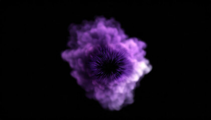 Fototapeta premium Purple color smoke brush black isolated transparent template dispersion dust explosion burst floating blast background abstract texture smoky ball cloud exploding.