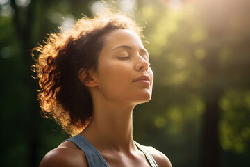 Different age people doing yoga nature park private club spirituality concept Generative AI