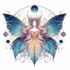 Backgound style image of a fairy with butterfly wings