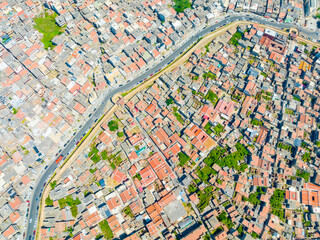 Aerial photography of the ancient city of Chongwu in Hui'an County, Quanzhou, Fujian, China