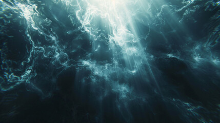 Dark blue ocean surface seen from underwater. Abstract - obrazy, fototapety, plakaty