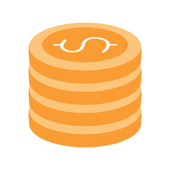 A neat stack of orange coins arranged in vertical piles, showcasing wealth and financial stability.