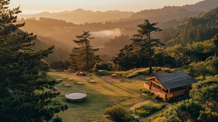 Reconnecting with nature at digital detox camps and tech-free wellness retreats for inner peace. - obrazy, fototapety, plakaty