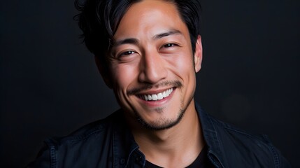 Fototapeta premium A young Asian man smiling warmly.