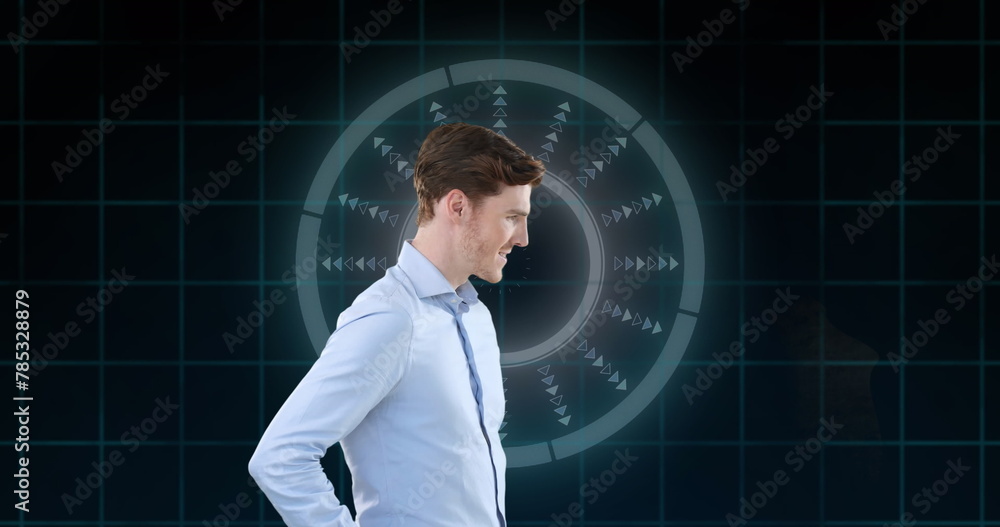 Poster image of scope scanning and data processing with 6g text over caucasian businessman