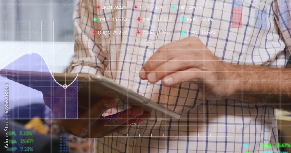 Poster image of data processing over businessman using smartphone