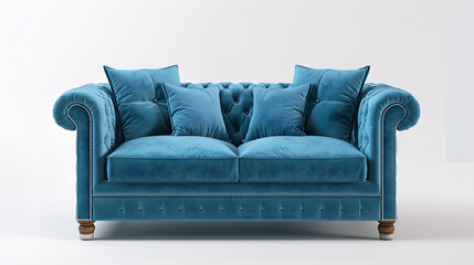White background, blue sofa, European sofa, for commercial use in furniture stores, furniture design concept