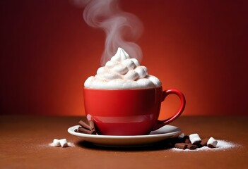 A Steaming Mug Of Hot Cocoa On A Cozy Cafe Table