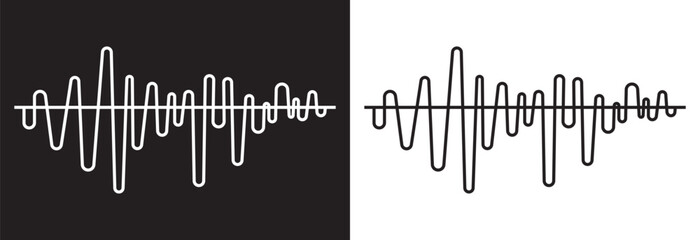 Fototapeta premium sound icon set. digital recorder voice audio wave vector symbol. soundwave frequency icon in black and white color. Sound waves, Equalizer, Audio waves, Radio signal, Music.