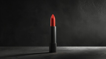 A red lipstick is sitting on a table