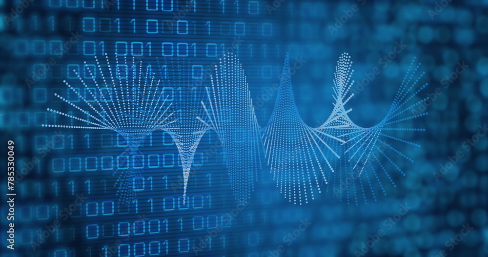 Poster image of spiral pattern moving over illuminated blue binary codes