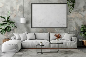 Mockup frame in interior background, room in light pastel colors, Scandi-Boho style. Beautiful simple AI generated image in 4K, unique.