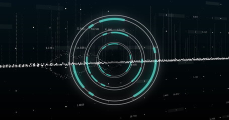 Image of scope scanning and data processing over black background