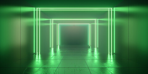 Naklejka premium 3d abstract neon green frame background for AI generated image