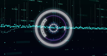 Image of scope scanning and data processing over black background