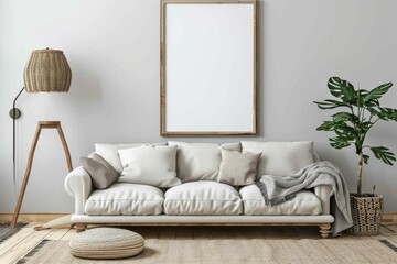 3D illustration of poster frame template, workspace mock-up, 3d render. Beautiful simple AI generated image in 4K, unique.