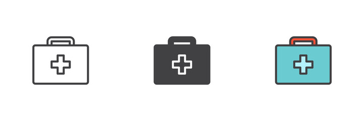 First aid kit different style icon set