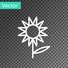 White line Sunflower icon isolated on transparent background. Vector