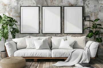 Mockup-poster-frame-close-up,-3d-render. Beautiful simple AI generated image in 4K, unique.