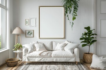 Fototapeta premium Mockup-poster-frame-close-up,-3d-render. Beautiful simple AI generated image in 4K, unique.