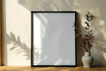 Mockup-poster-frame-close-up,-3d-render. Beautiful simple AI generated image in 4K, unique.
