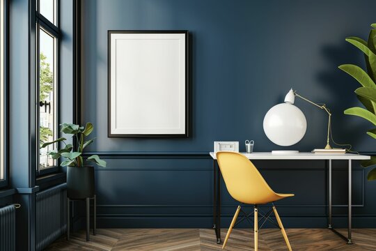 Mockup-poster-frame-close-up,-3d-render. Beautiful simple AI generated image in 4K, unique.