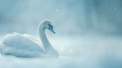 Swan: Photographed with a polarizing filter to reduce reflections and enhance the white feathers,...