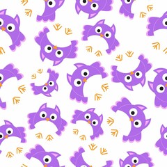 Purple Owl Pattern Background