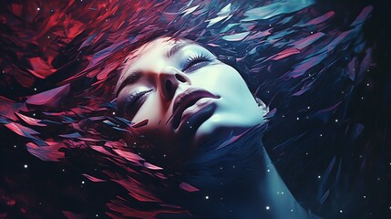 Dive deep into the subconscious with a close-up shot animation - obrazy, fototapety, plakaty