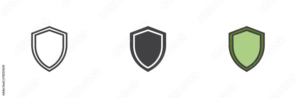 Poster security shield different style icon set