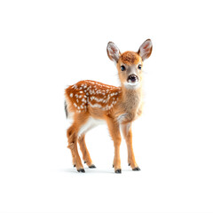 Small Deer Standing on Top of White Floor. Generative AI