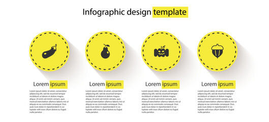 Set Eggplant, Pear, Pumpkin and Acorn. Business infographic template. Vector