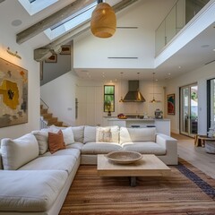 Stylish Living Room With Skylight