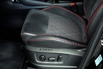 Lux car passenger seat. Leather Ergonomic Premium Sports Car Seats. Adjustable Motorsport seats. Front Racing Seats.  
