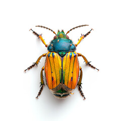 Colorful Insect Resting on White Surface. Generative AI