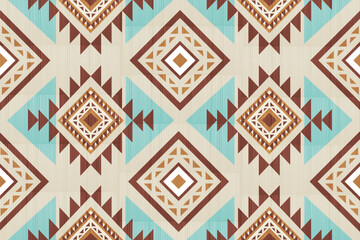 Navajo tribal vector seamless pattern. Native American ornament. Ethnic South Western decor style. Ikat Boho geometric ornament. Vector seamless pattern. Mexican blanket, rug. Woven carpet illustratio