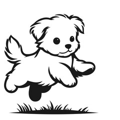 Cute dog illustration vector silhouette on white background