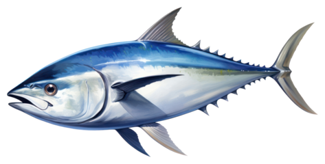 PNG Animal fish tuna, digital paint illustration. AI generated image
