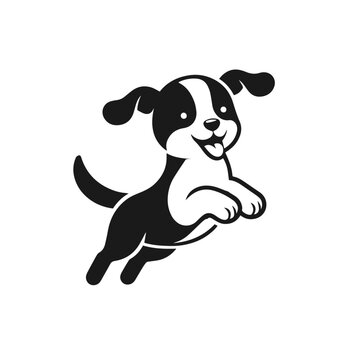 Cute dog illustration vector silhouette on white background