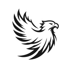 A large wild bird eagle flies with outstretched wings. Vector drawing linear sketch isolated on white background.	