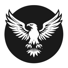 A large wild bird eagle flies with outstretched wings. Vector drawing linear sketch isolated on white background.	