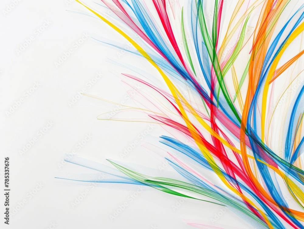 Poster abstract rainbow colored lines swirl on white background for artistic design