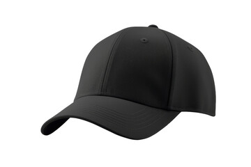 Shadow Dance: A Black Baseball Cap. On a White or Clear Surface PNG Transparent Background.