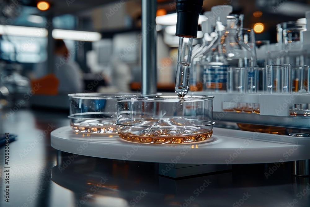Poster professional female scientist conducting experiments in a modern laboratory setting
