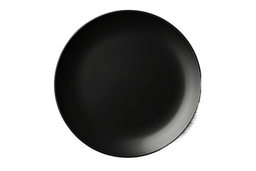 The Essence of Simplicity: A Black Plate on a White Canvas. On a White or Clear Surface PNG Transparent Background.