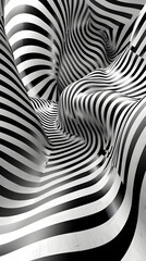 Mesmerizing Black and White Geometric Optical Illusion Testing Perception and Perspective