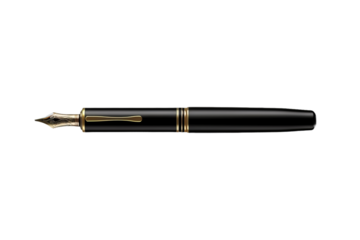 Elegance in Monochrome: Black Pen With Gold Tip on White Background. On a White or Clear Surface PNG Transparent Background.